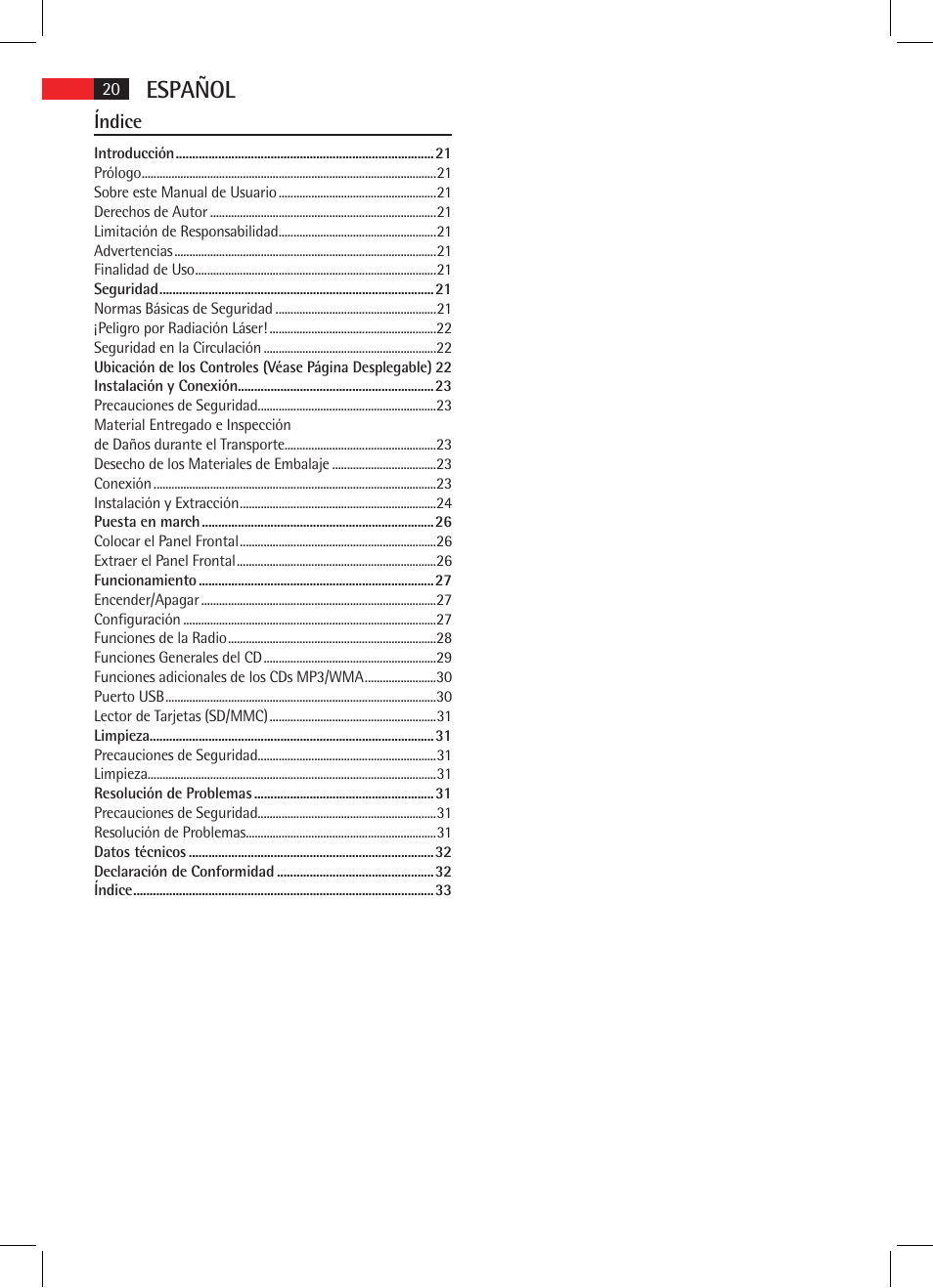 Español, Índice | AEG AR 4020 User Manual | Page 20 / 90