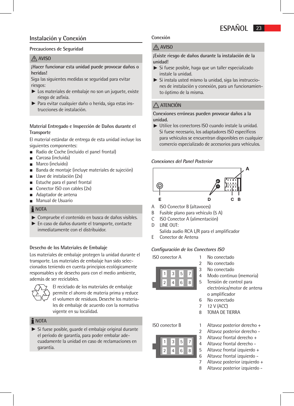 Español, Instalación y conexión | AEG AR 4020 User Manual | Page 23 / 90