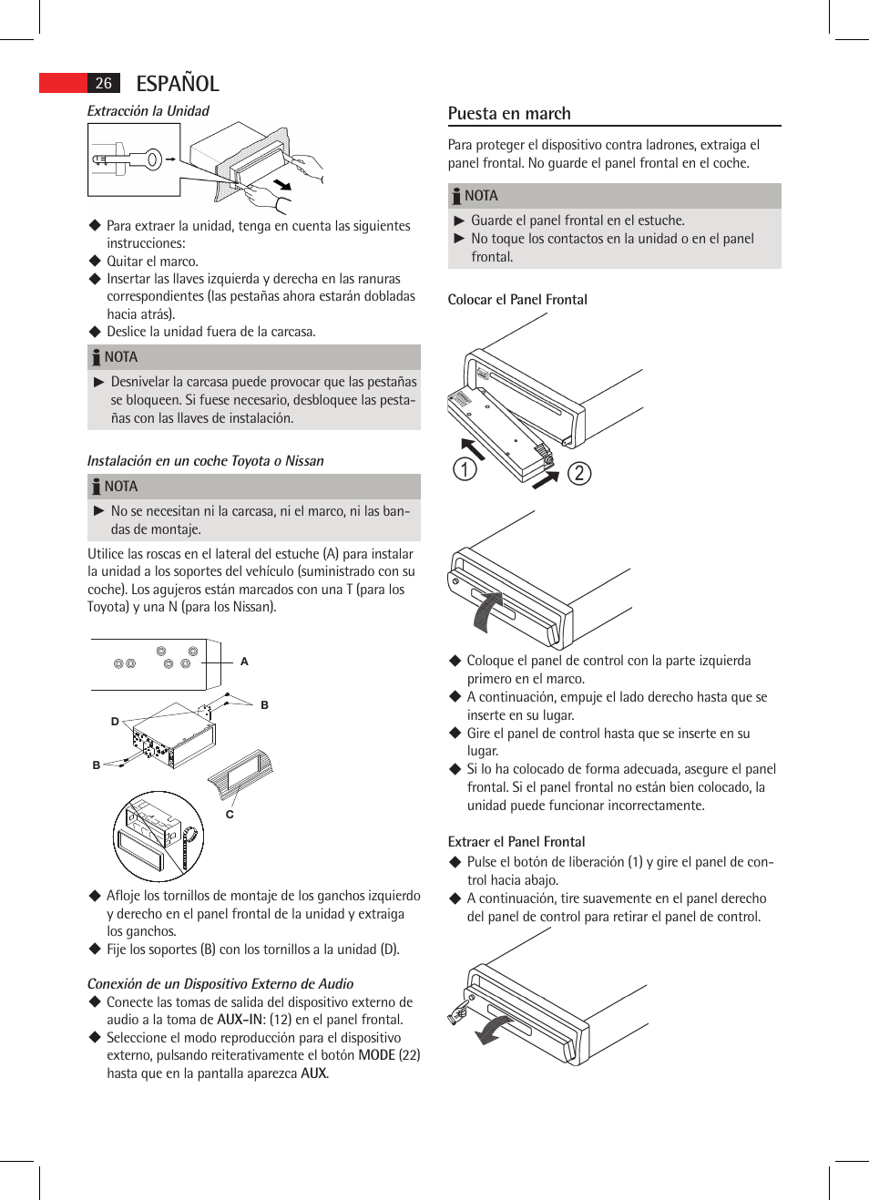 Español, Puesta en march | AEG AR 4020 User Manual | Page 26 / 90