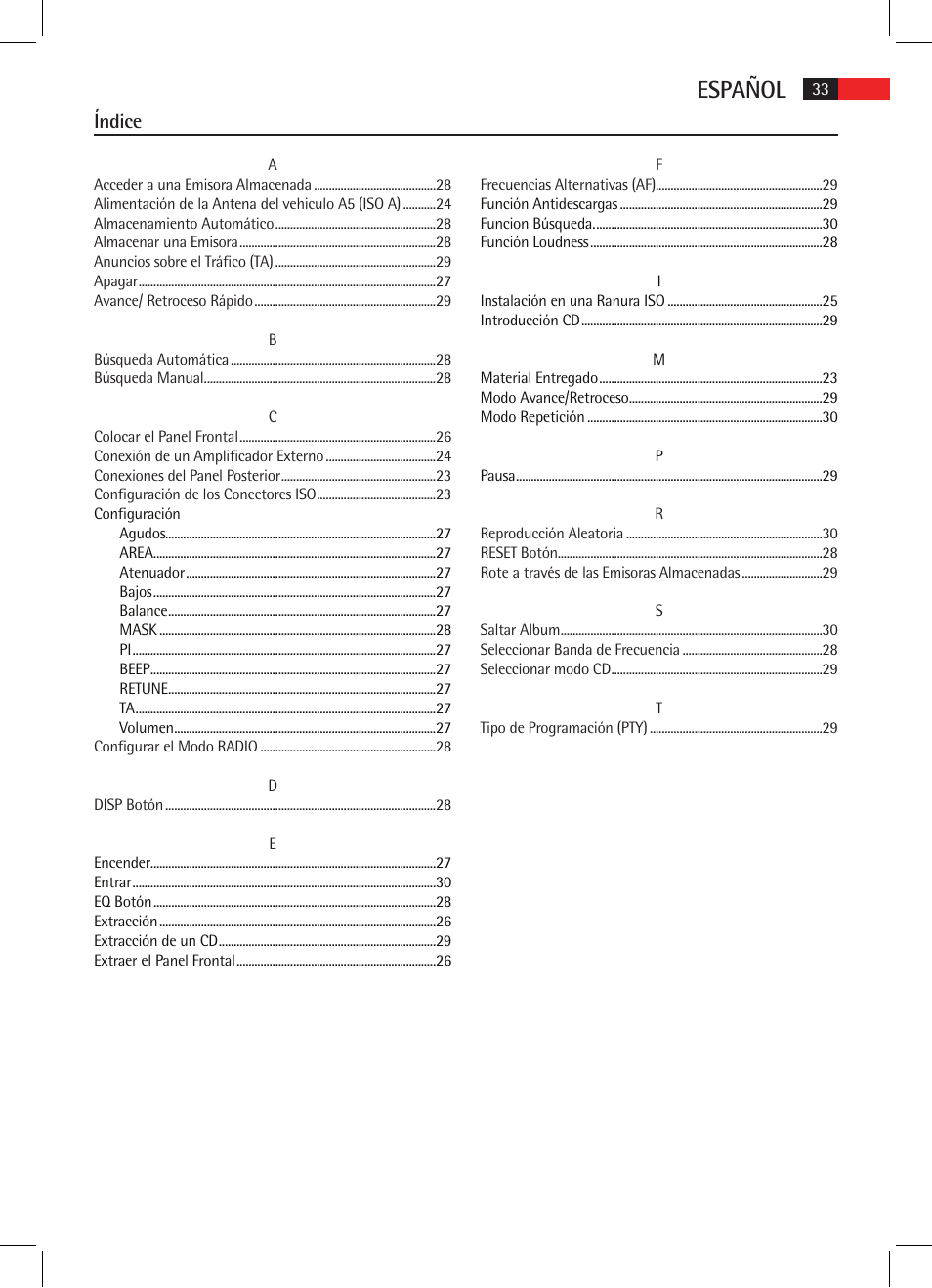 Español, Índice | AEG AR 4020 User Manual | Page 33 / 90