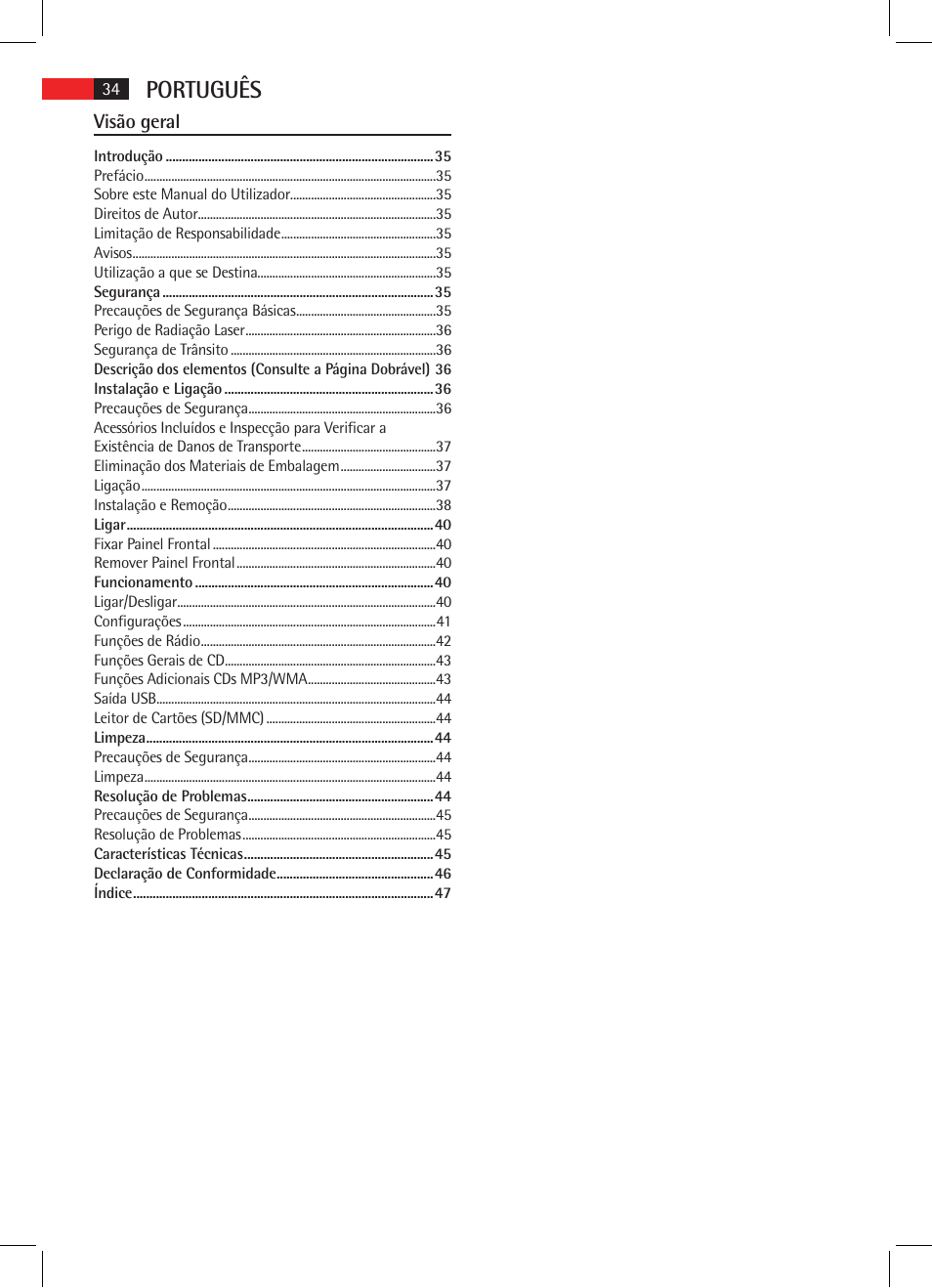 Português, Visão geral | AEG AR 4020 User Manual | Page 34 / 90