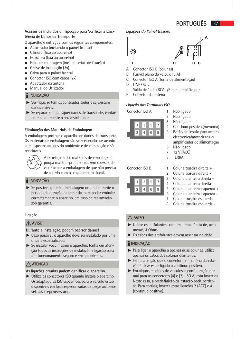 Português | AEG AR 4020 User Manual | Page 37 / 90