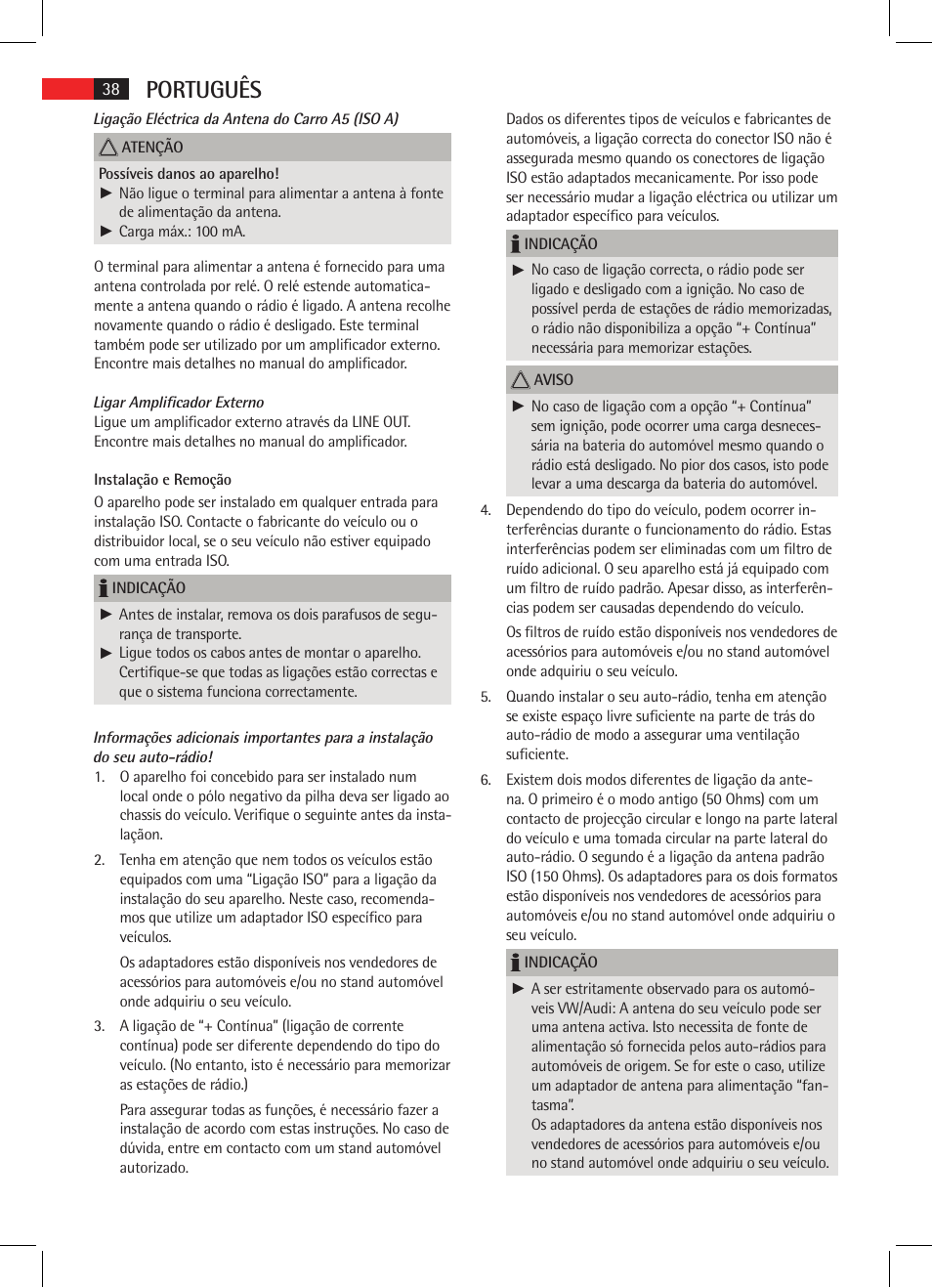 Português | AEG AR 4020 User Manual | Page 38 / 90