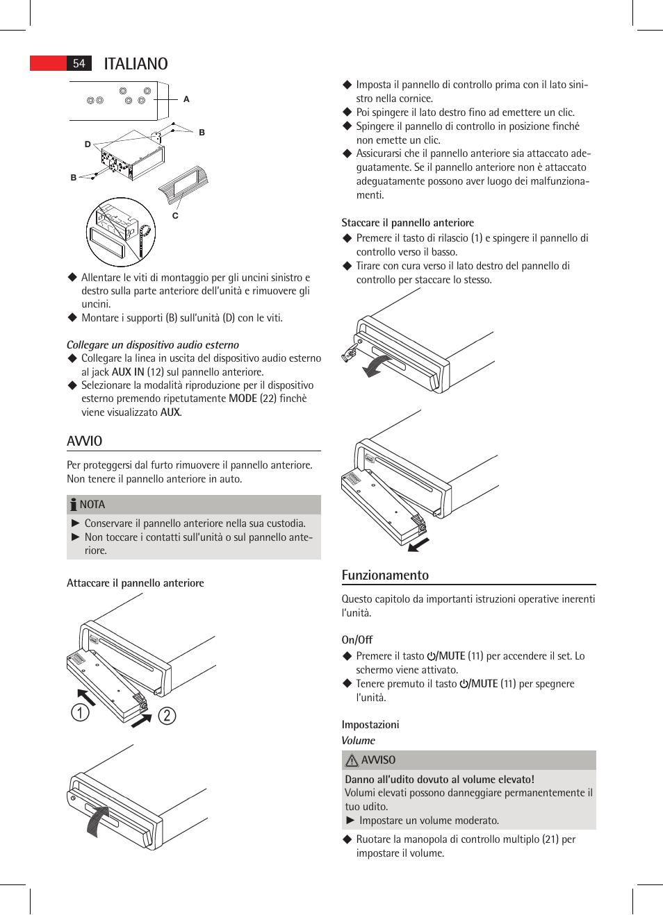 Italiano, Avvio, Funzionamento | AEG AR 4020 User Manual | Page 54 / 90