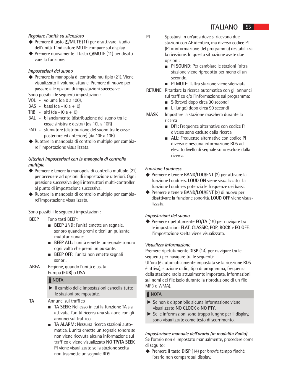Italiano | AEG AR 4020 User Manual | Page 55 / 90