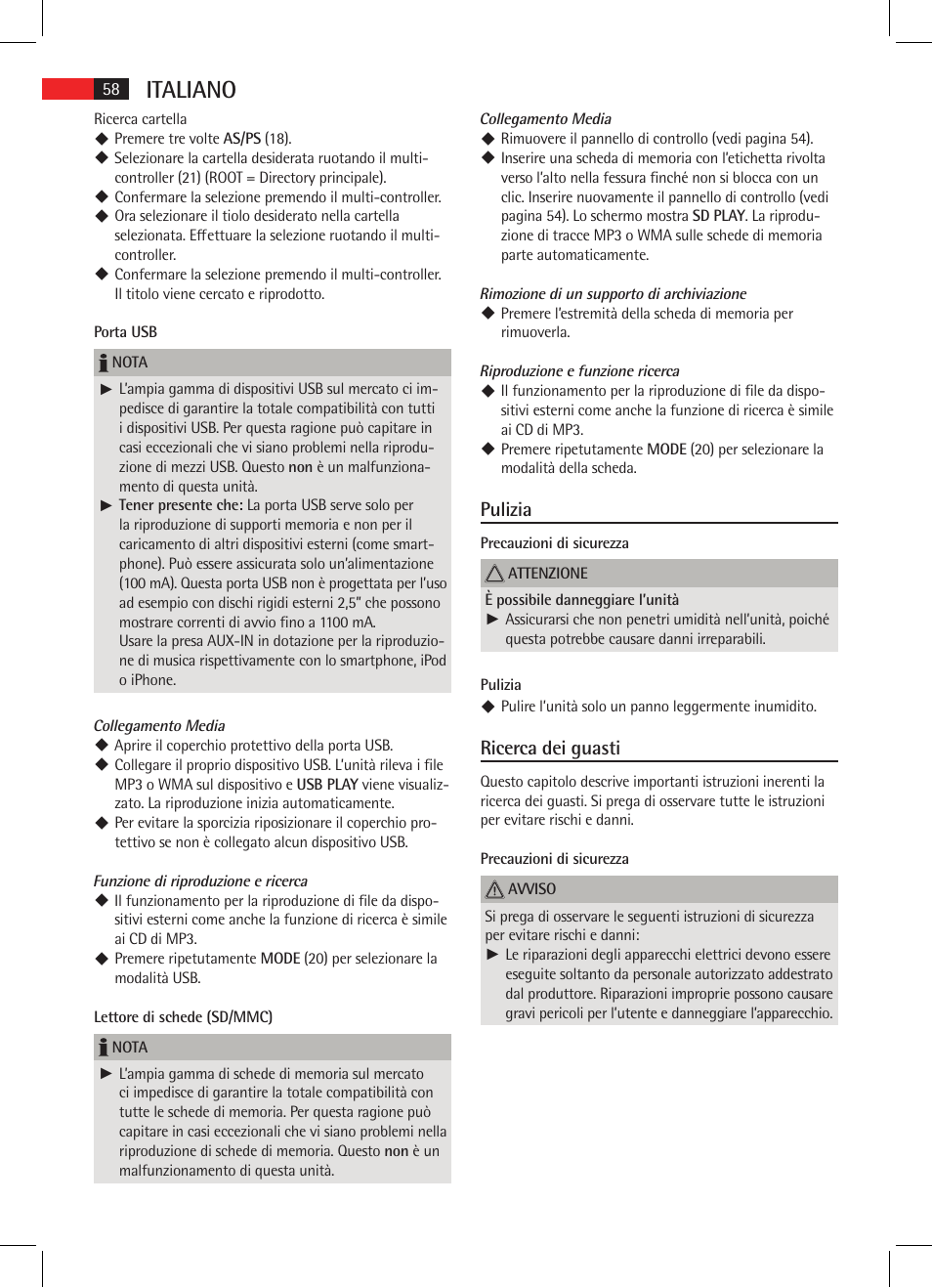 Italiano, Pulizia, Ricerca dei guasti | AEG AR 4020 User Manual | Page 58 / 90