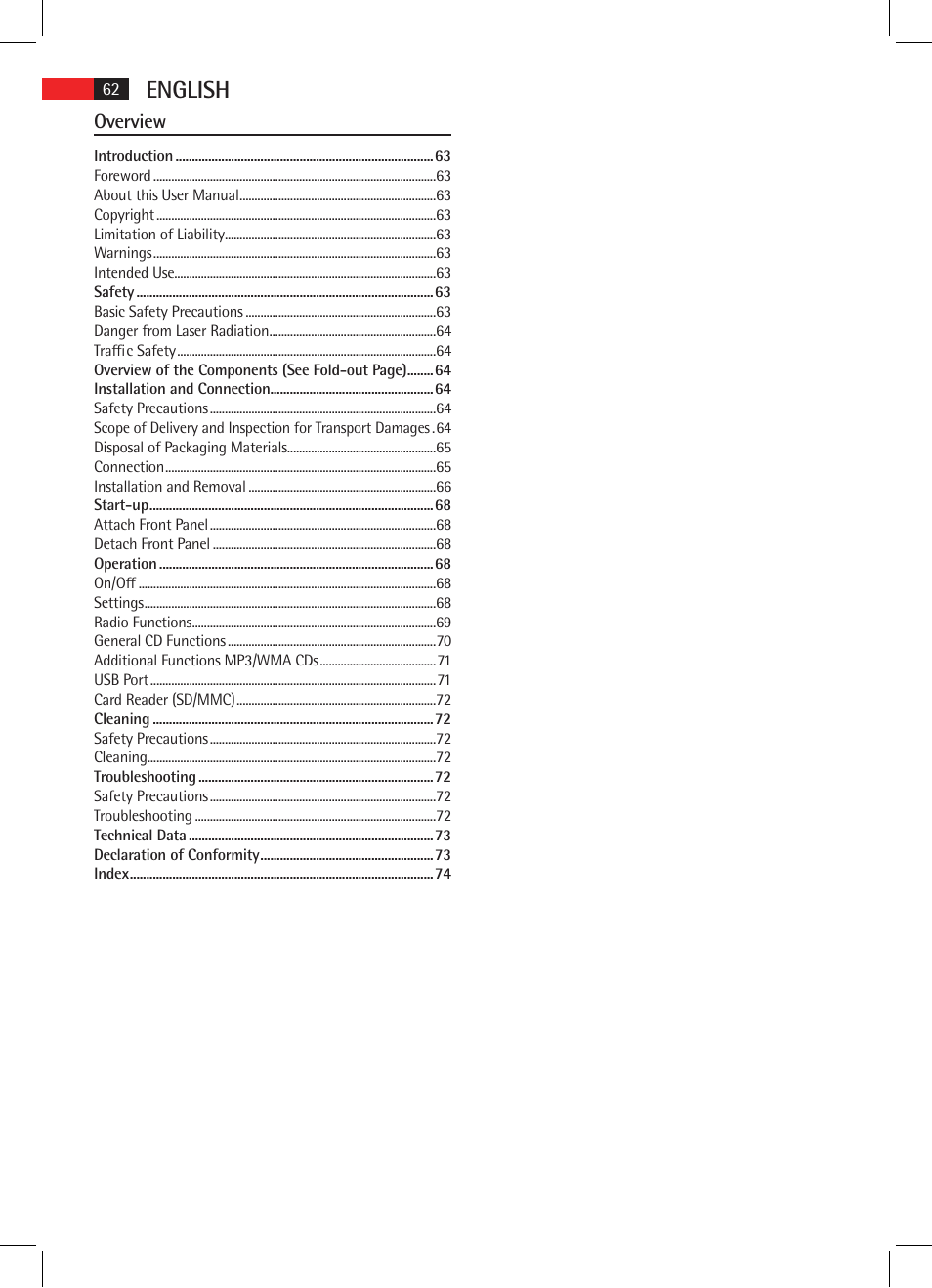 English, Overview | AEG AR 4020 User Manual | Page 62 / 90
