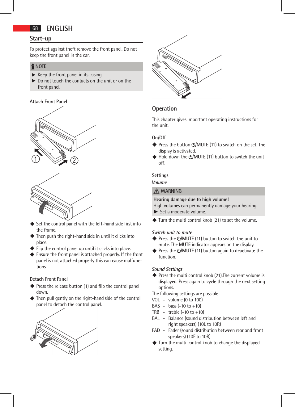 English, Start-up, Operation | AEG AR 4020 User Manual | Page 68 / 90