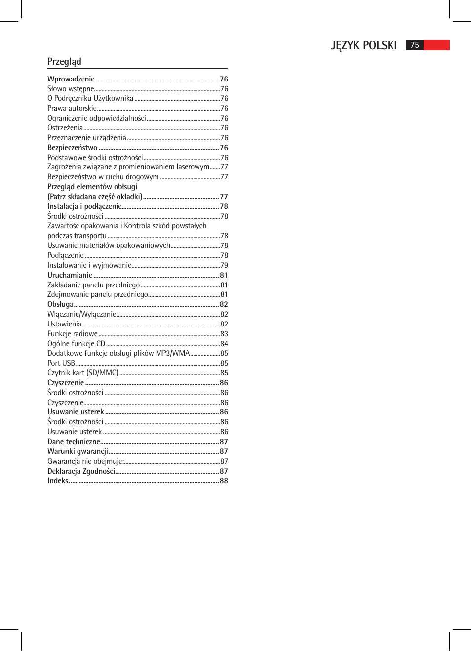 Język polski, Przegląd | AEG AR 4020 User Manual | Page 75 / 90