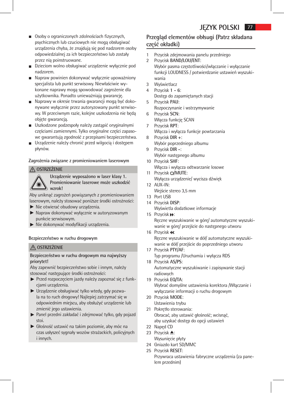 Język polski | AEG AR 4020 User Manual | Page 77 / 90