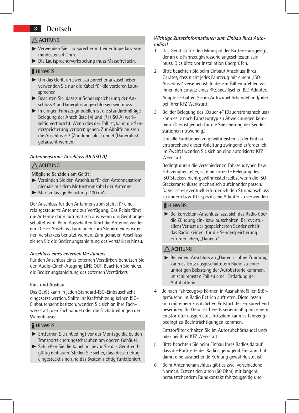 Deutsch | AEG AR 4020 User Manual | Page 8 / 90