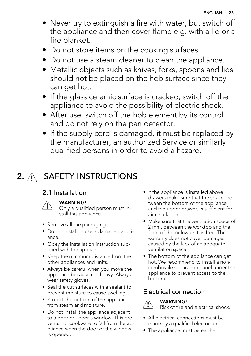 Safety instructions | AEG HK855200IB User Manual | Page 23 / 80