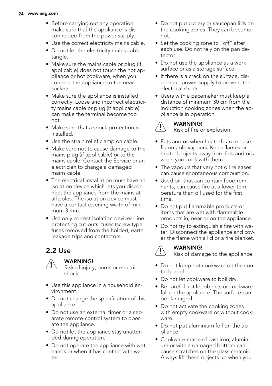 2 use | AEG HK855200IB User Manual | Page 24 / 80
