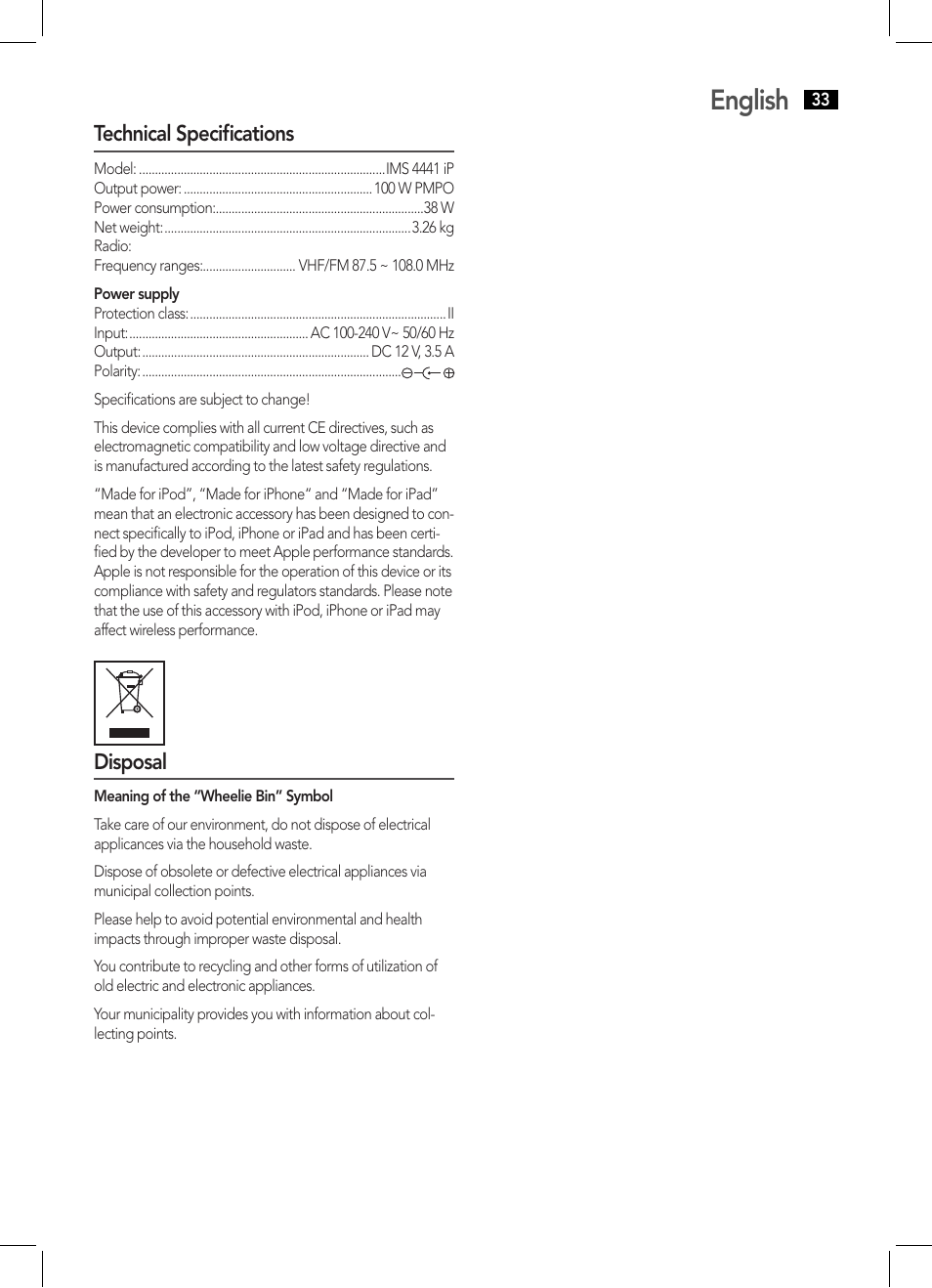 English | AEG IMS 4441 User Manual | Page 33 / 34