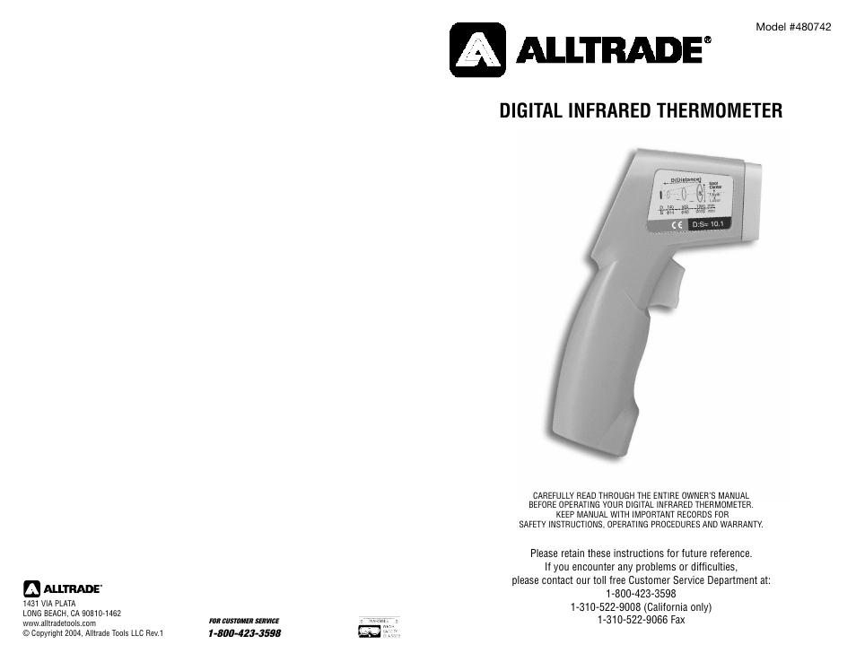 AllTrade 480742 User Manual | 4 pages
