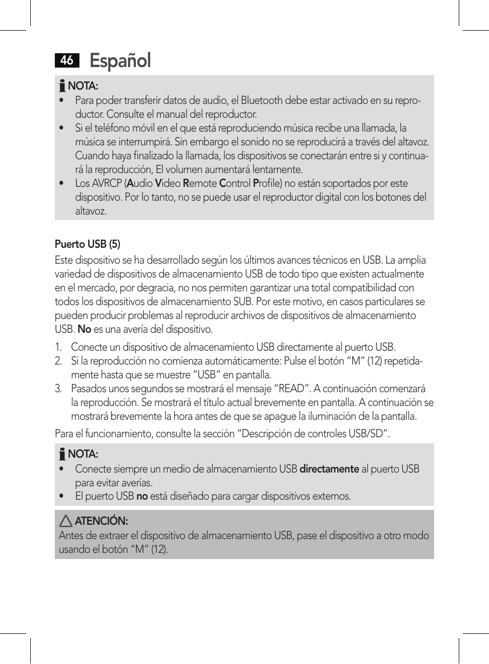 Español | AEG BSS 4807 User Manual | Page 46 / 86