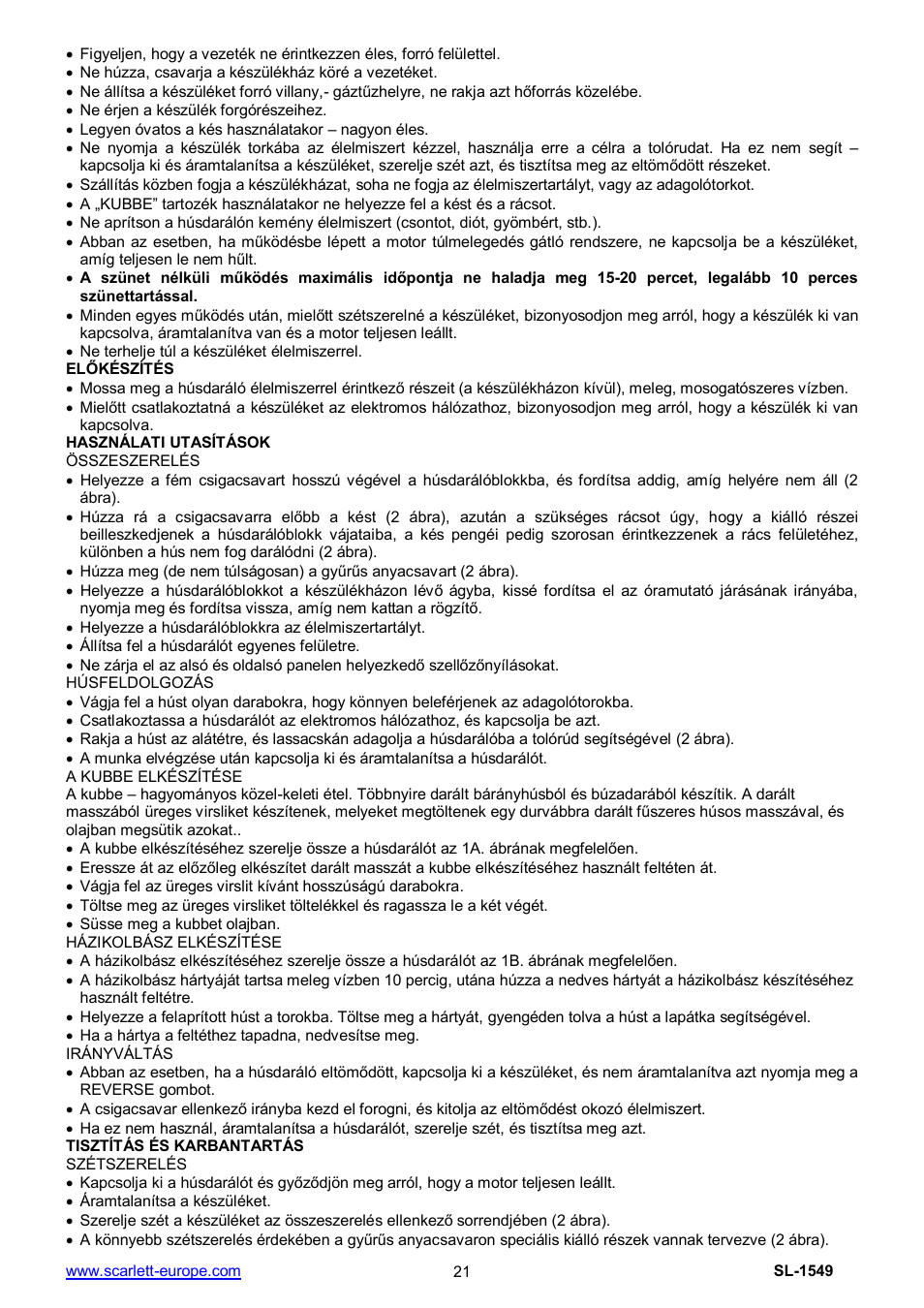 Scarlett SL-1549 User Manual | Page 21 / 26