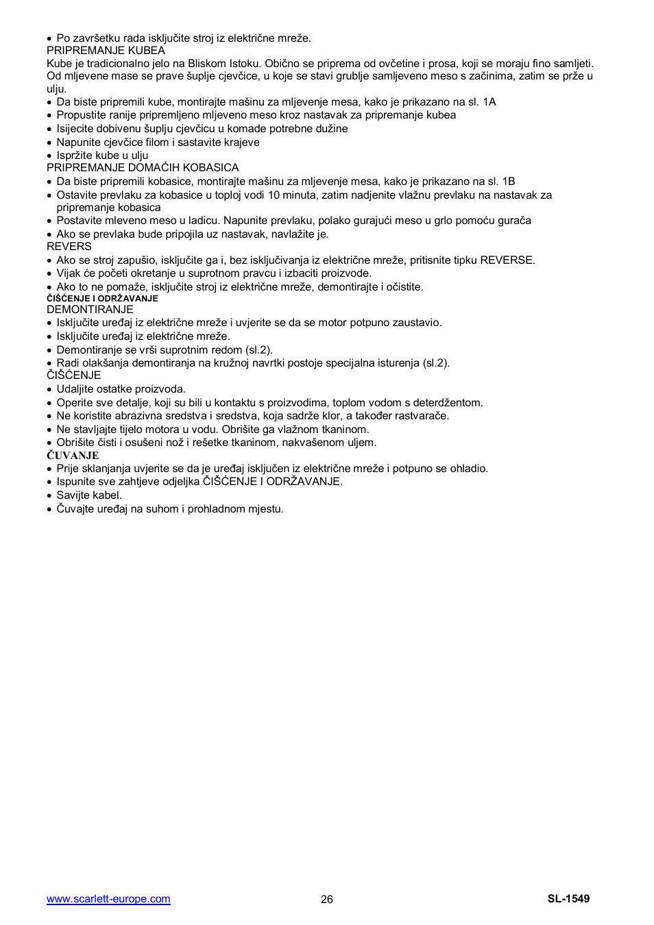 Scarlett SL-1549 User Manual | Page 26 / 26