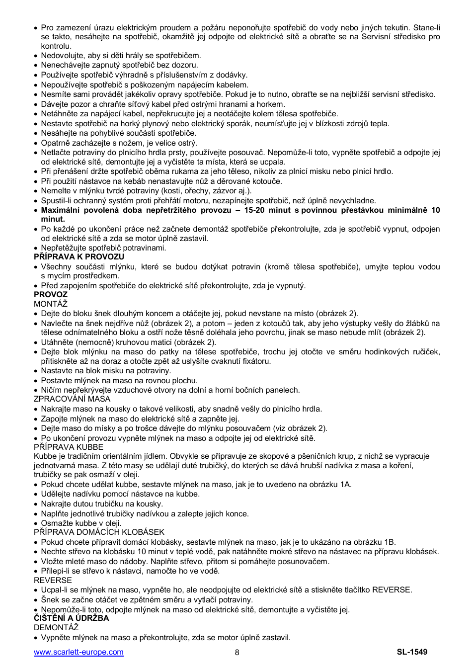 Scarlett SL-1549 User Manual | Page 8 / 26