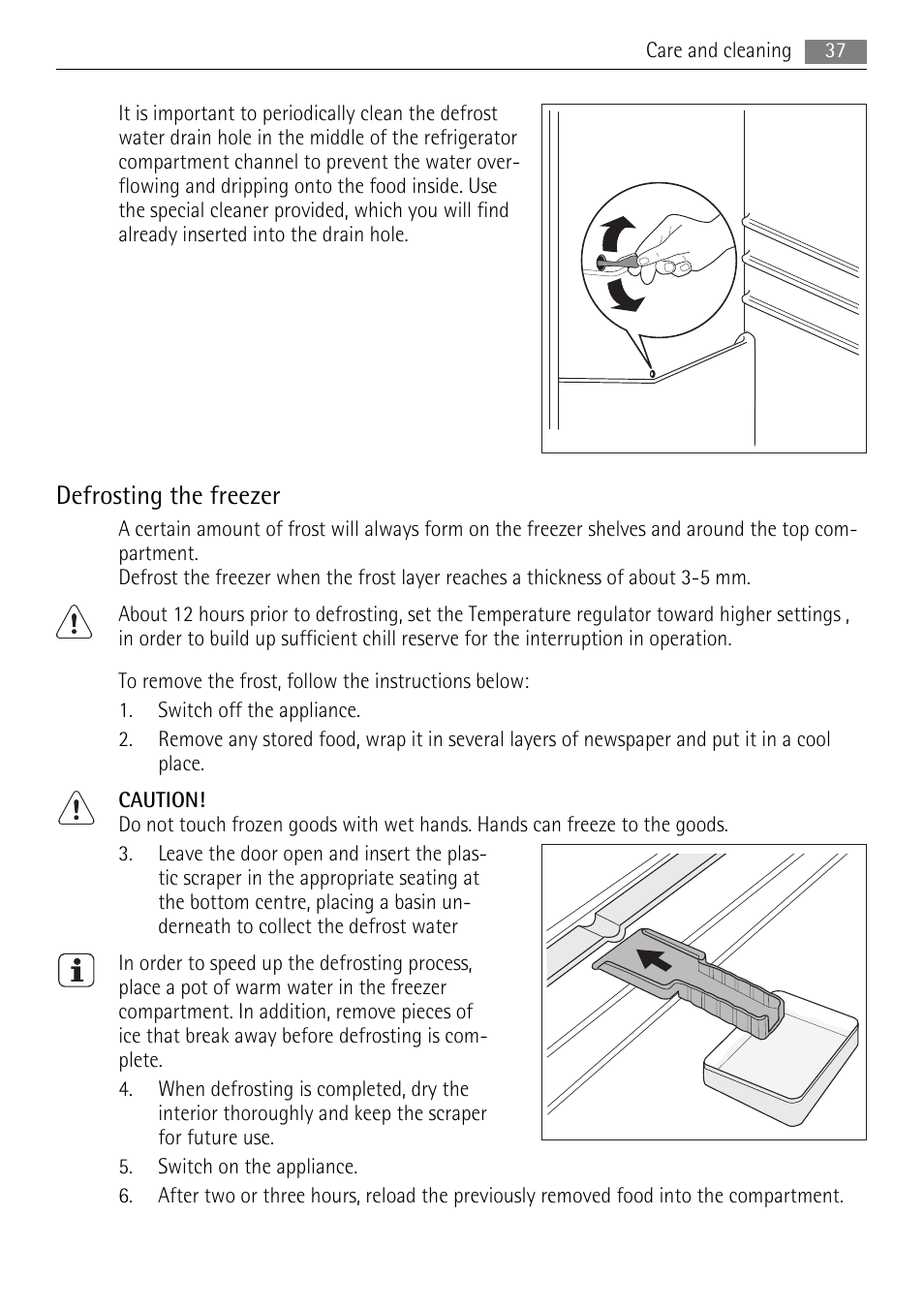 Defrosting the freezer | AEG SCN91800C1 User Manual | Page 37 / 100