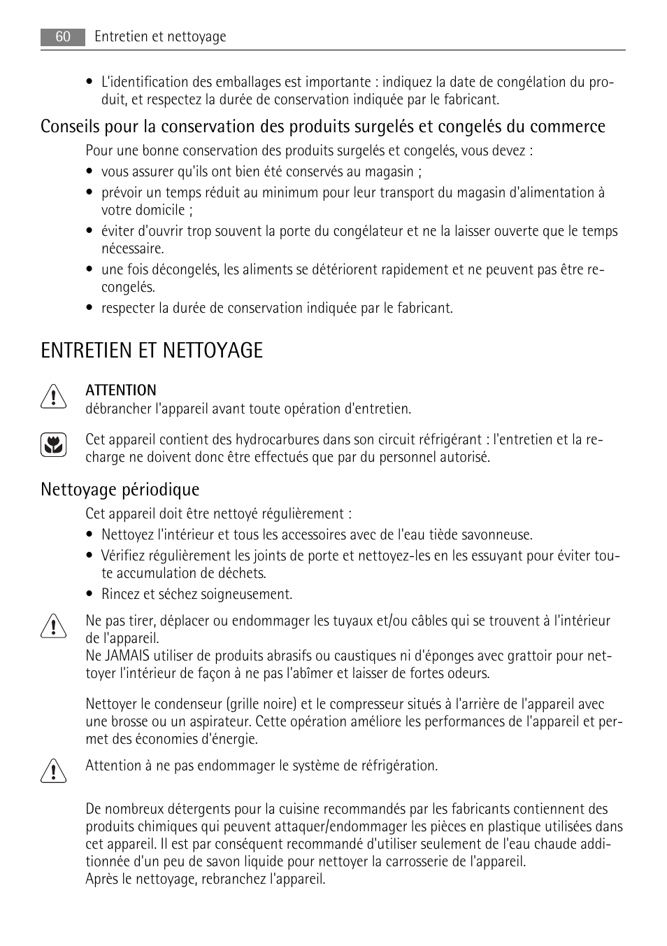 Entretien et nettoyage, Nettoyage périodique | AEG SCN91800C1 User Manual | Page 60 / 100