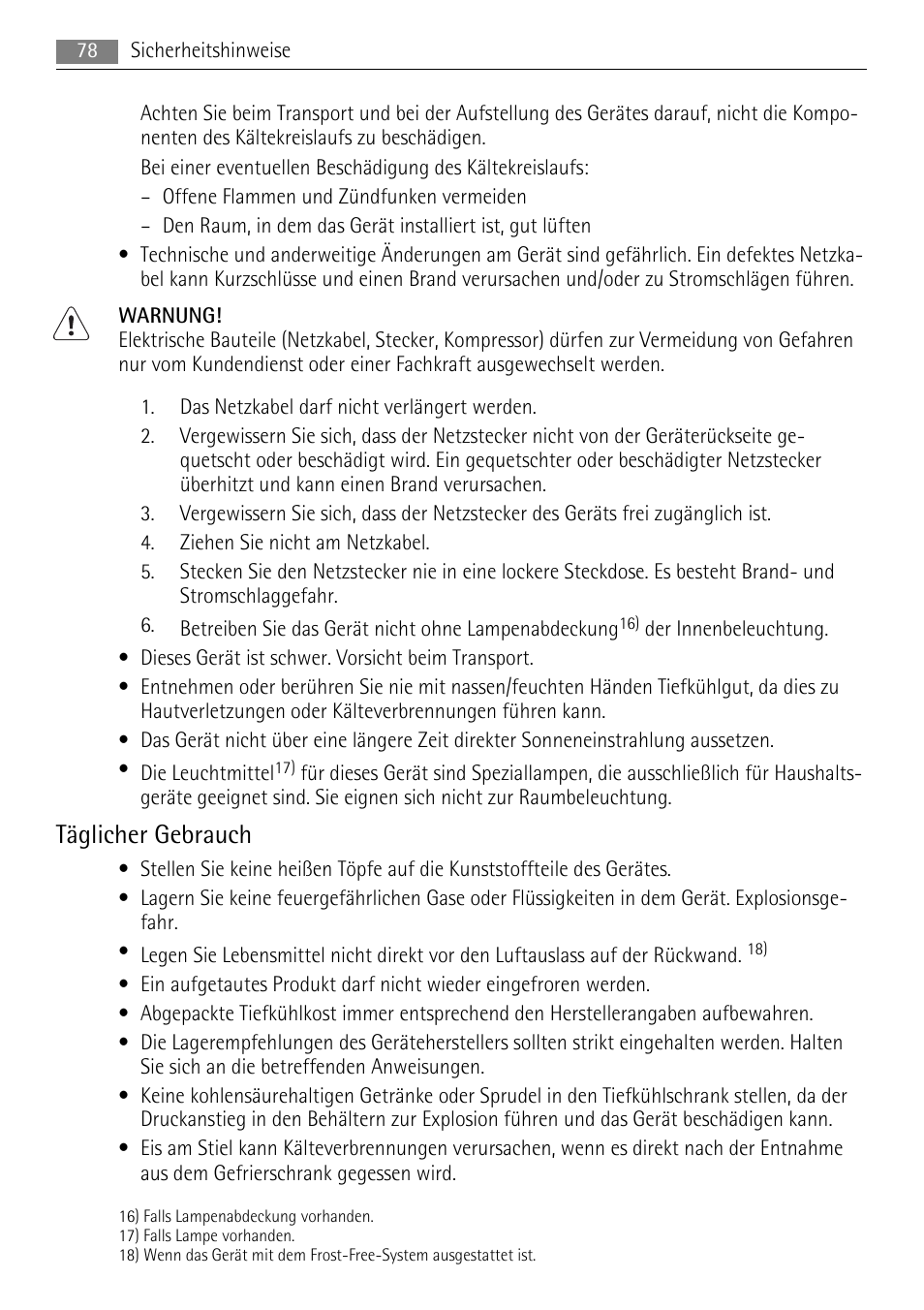 Täglicher gebrauch | AEG SCN91800C1 User Manual | Page 78 / 100