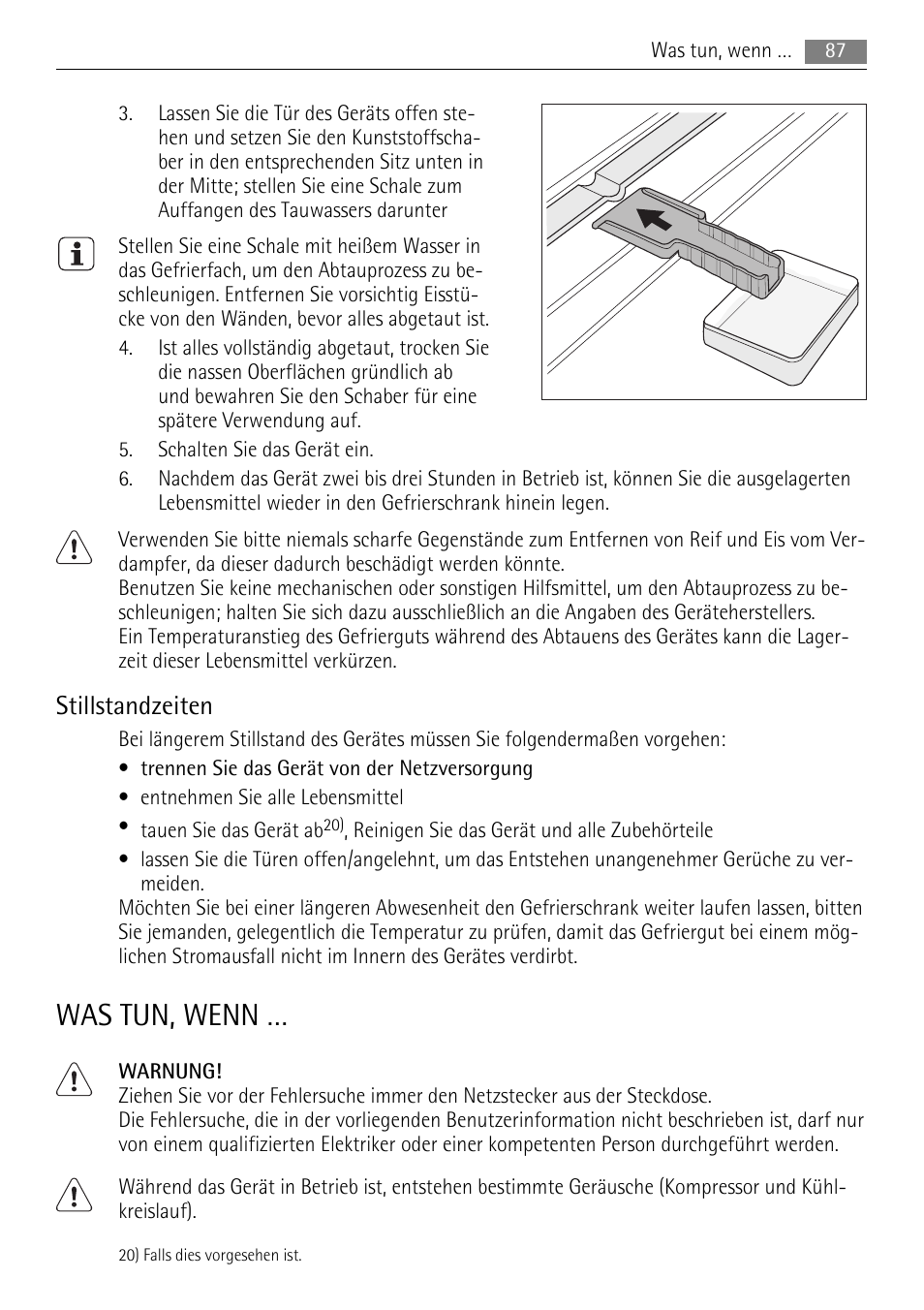 Was tun, wenn, Stillstandzeiten | AEG SCN91800C1 User Manual | Page 87 / 100