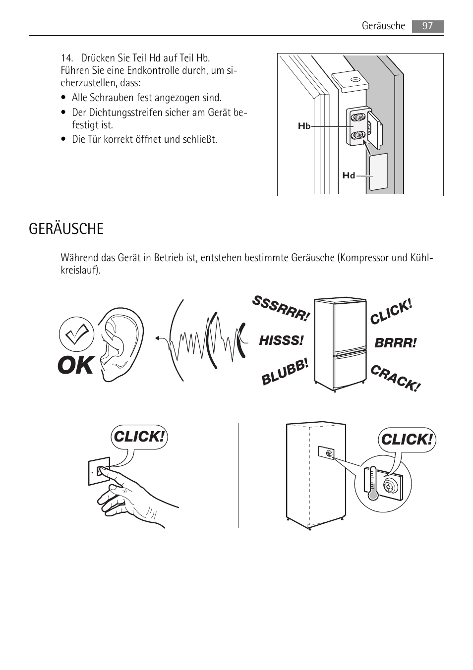 Geräusche, Click | AEG SCN91800C1 User Manual | Page 97 / 100