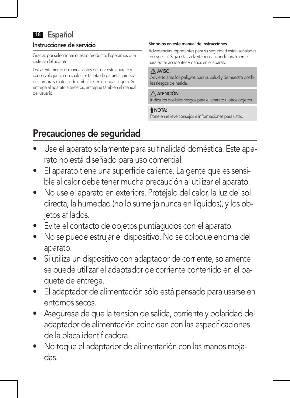 Precauciones de seguridad | AEG MM 5568 User Manual | Page 18 / 56