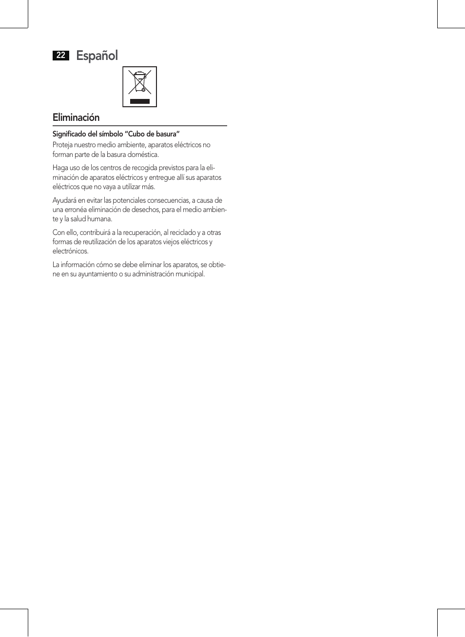 Español | AEG MM 5568 User Manual | Page 22 / 56
