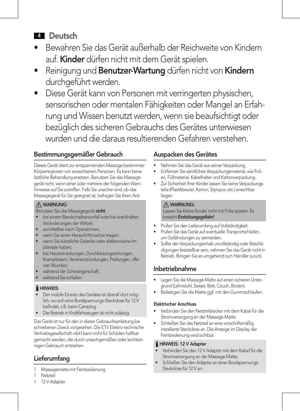 Deutsch | AEG MM 5568 User Manual | Page 4 / 56