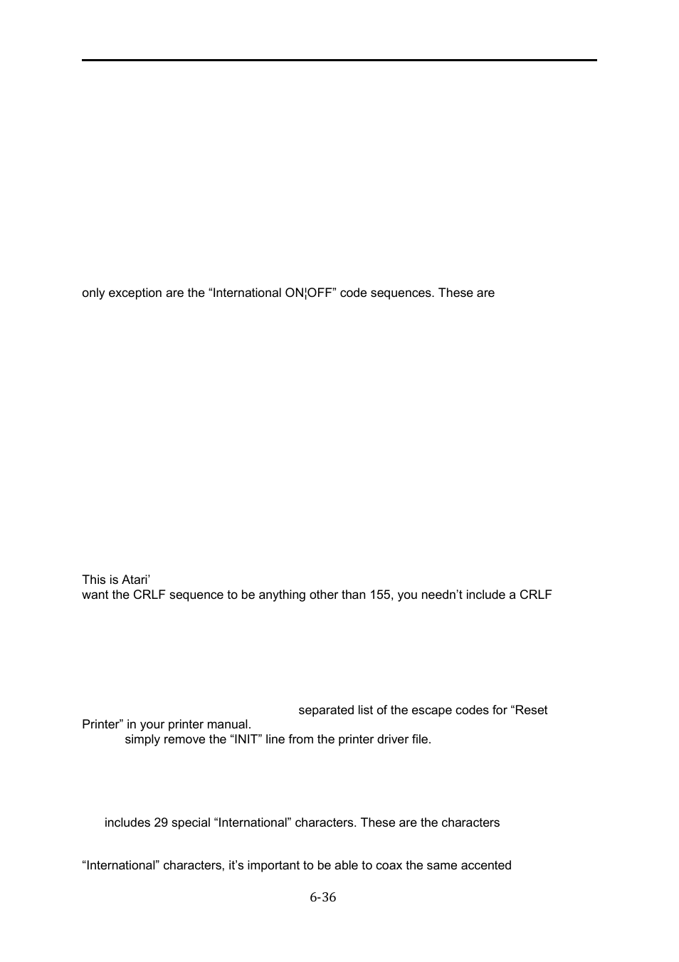 Print toggles, Control strings, International characters | Print toggles -36, Control strings -36, International characters -36, The last word 3.0 reference manual | Atari XL User Manual | Page 36 / 77