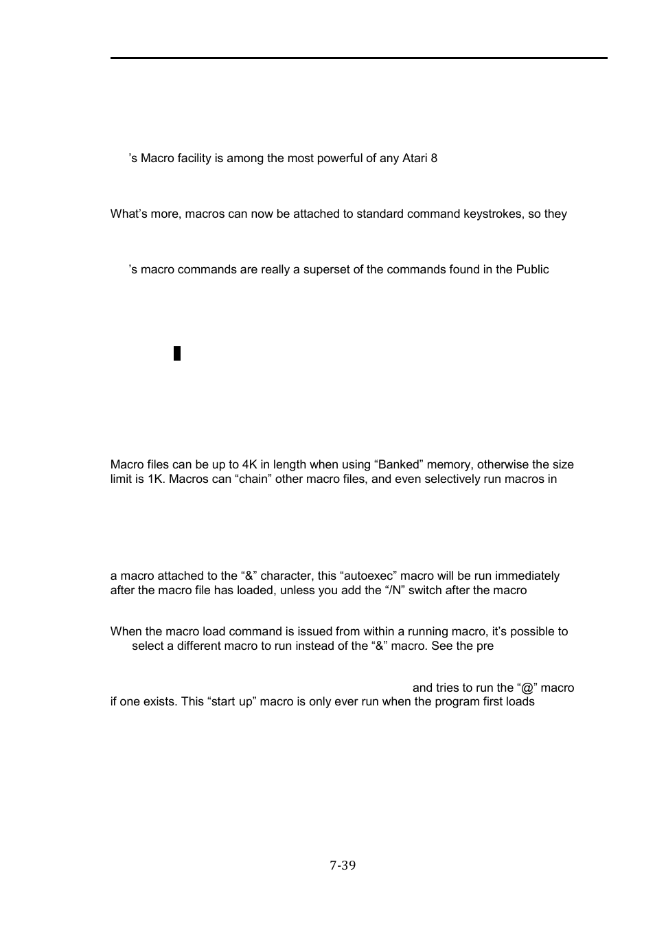 Macros, Loading macros, Macros -39 | Loading macros -39, The last word 3.0 reference manual, 7 macros | Atari XL User Manual | Page 39 / 77