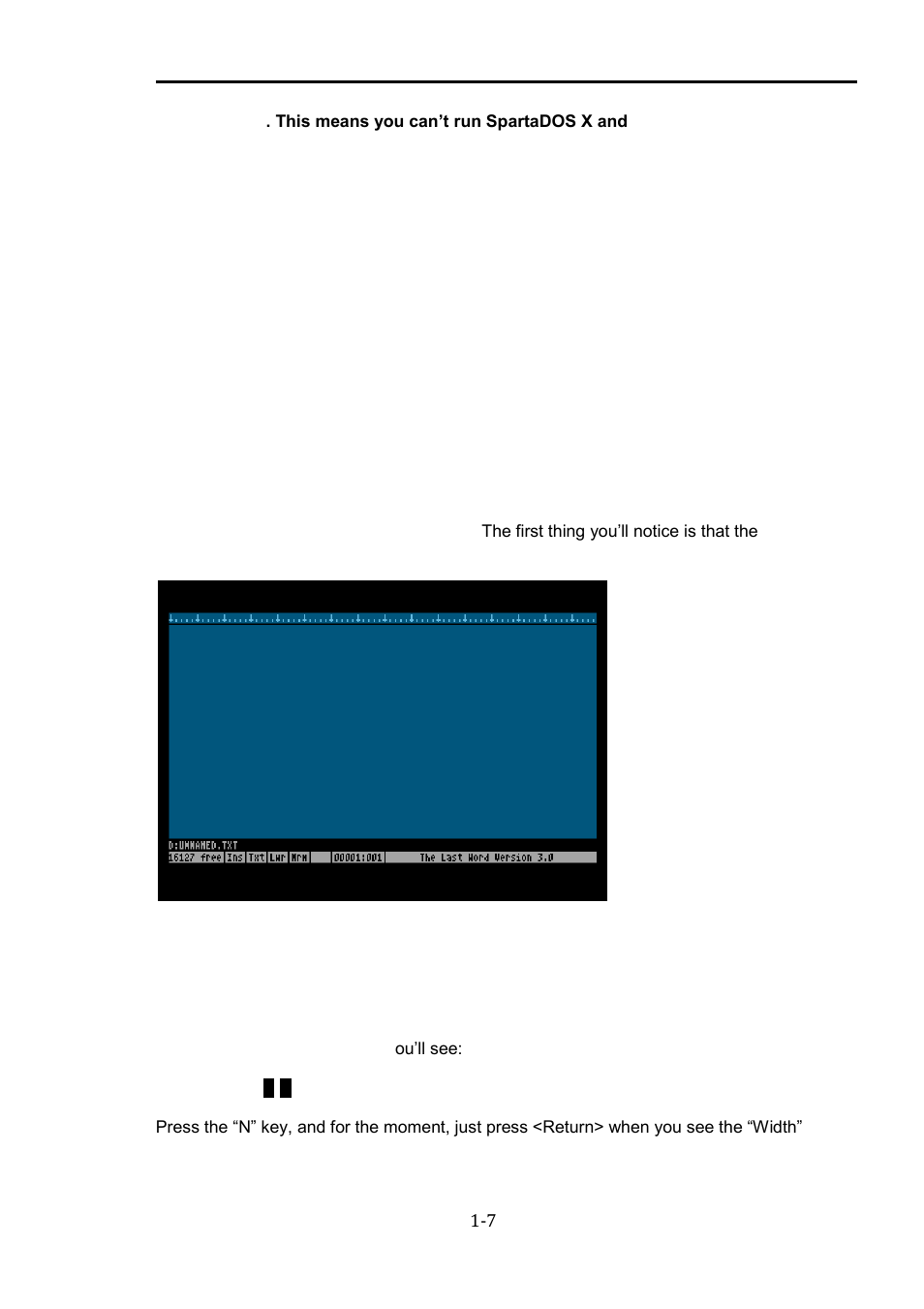 Basic operation, The edit screen, Basic operation -7 | The edit screen -7, The last word 3.0 reference manual | Atari XL User Manual | Page 7 / 77