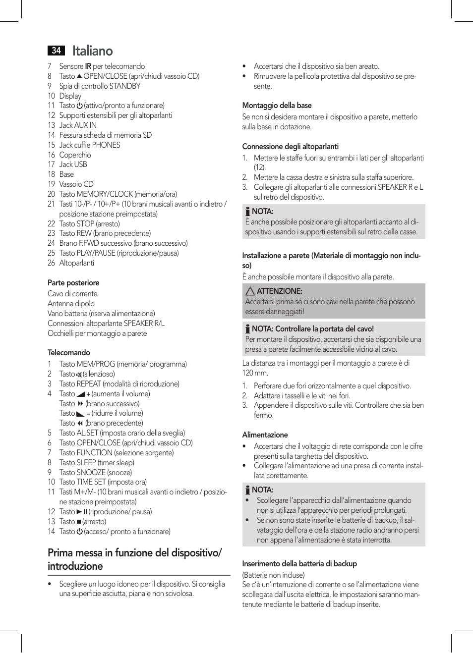 Italiano | AEG MC 4421 CD-MP3 N User Manual | Page 34 / 78