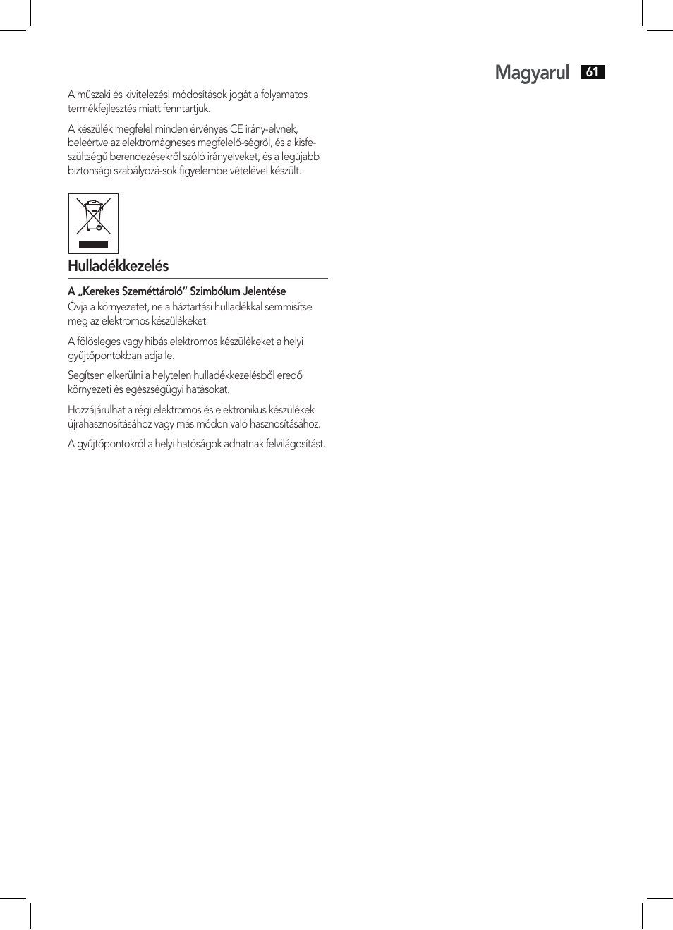 Magyarul | AEG MC 4421 CD-MP3 N User Manual | Page 61 / 78