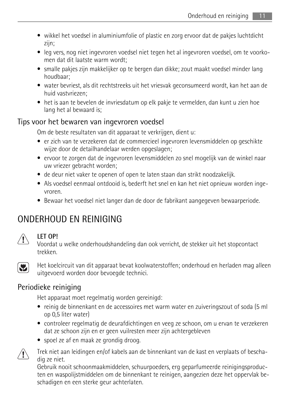 Onderhoud en reiniging, Tips voor het bewaren van ingevroren voedsel, Periodieke reiniging | AEG SKS68840F1 User Manual | Page 11 / 68