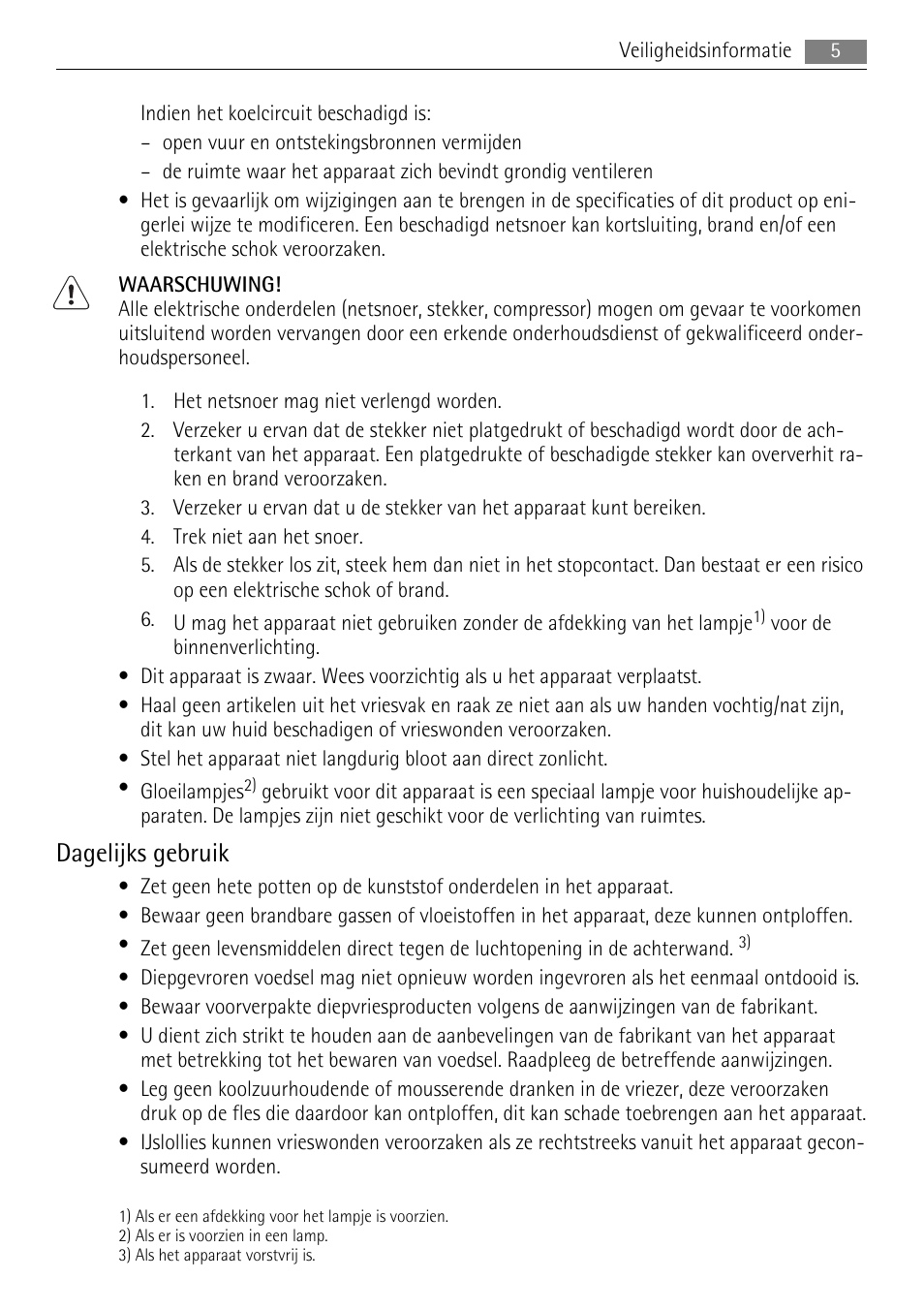 Dagelijks gebruik | AEG SKS68840F1 User Manual | Page 5 / 68