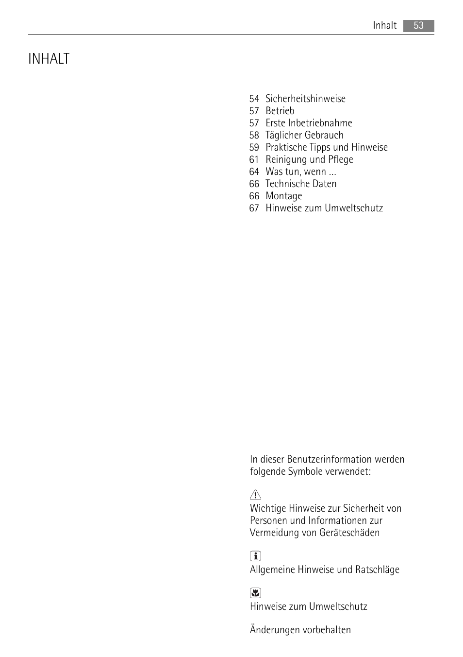 Inhalt | AEG SKS68840F1 User Manual | Page 53 / 68