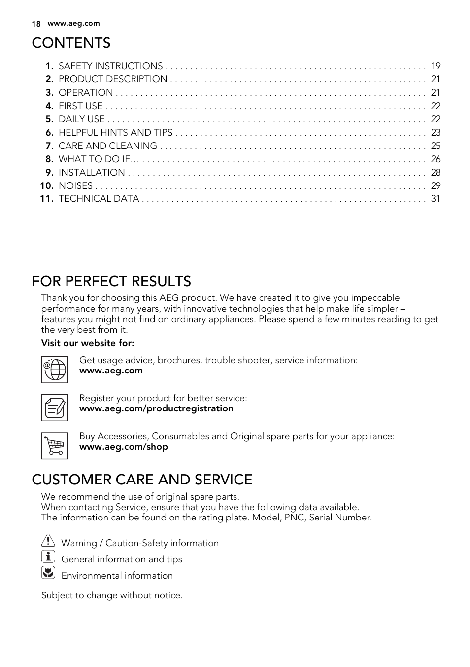 AEG SKS58200F0 User Manual | Page 18 / 64
