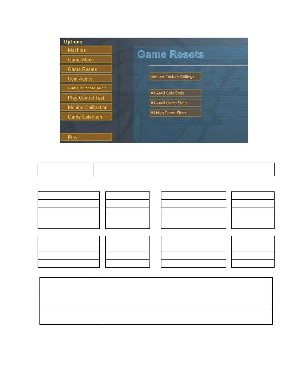 Game resets menu | Atari 040-0050-01 User Manual | Page 31 / 48