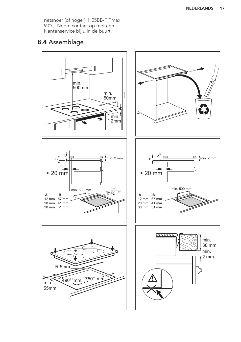 4 assemblage, 20 mm | AEG HK854401XB User Manual | Page 17 / 76