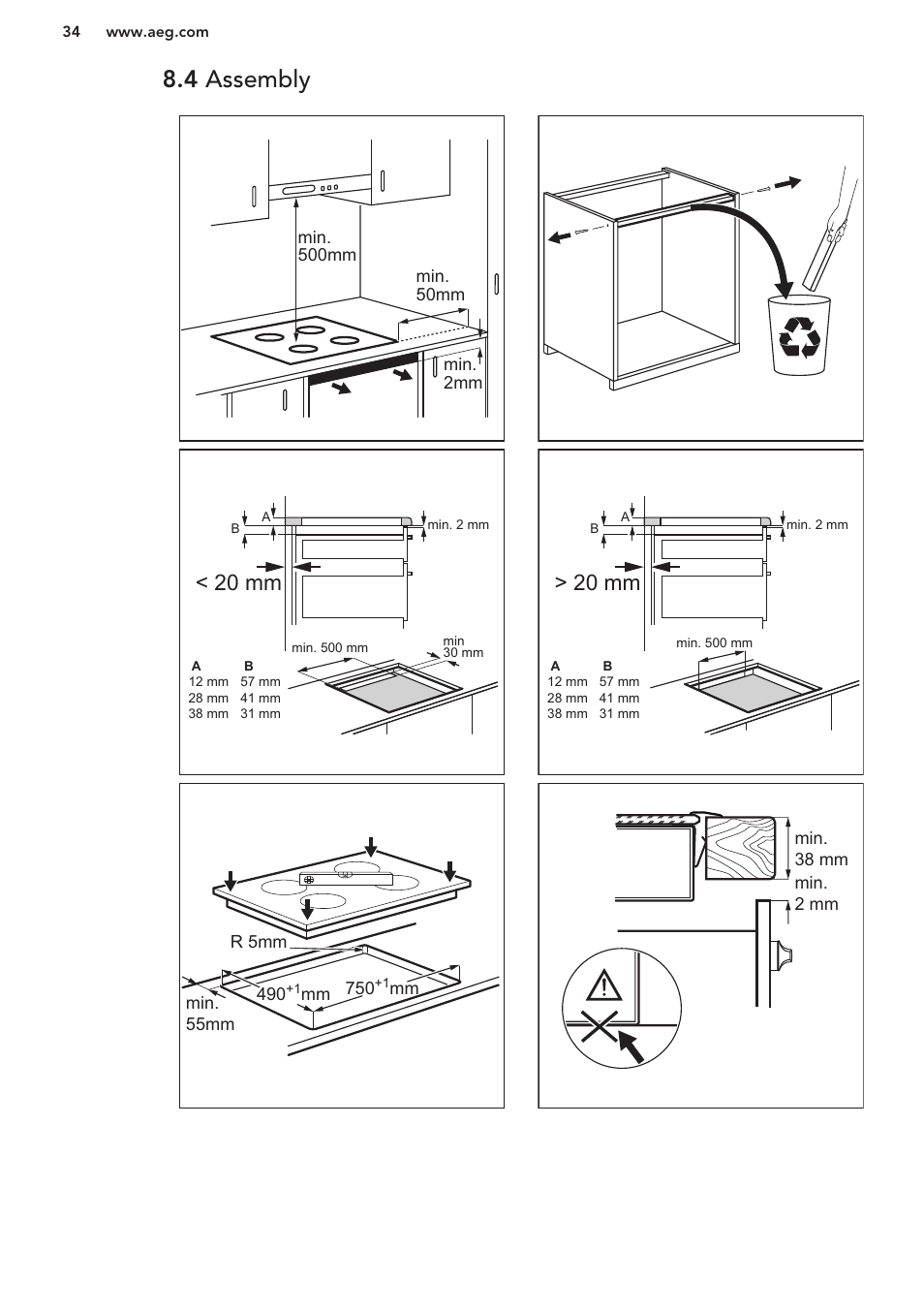 4 assembly, 20 mm | AEG HK854401XB User Manual | Page 34 / 76