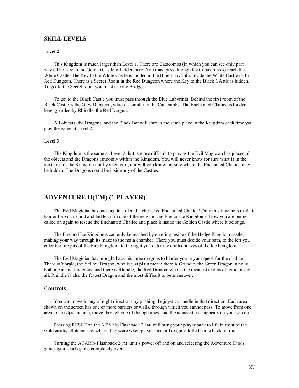 Adventure ii(tm) (1 player) | Atari FLASHBACK2 CX-2600 User Manual | Page 27 / 110