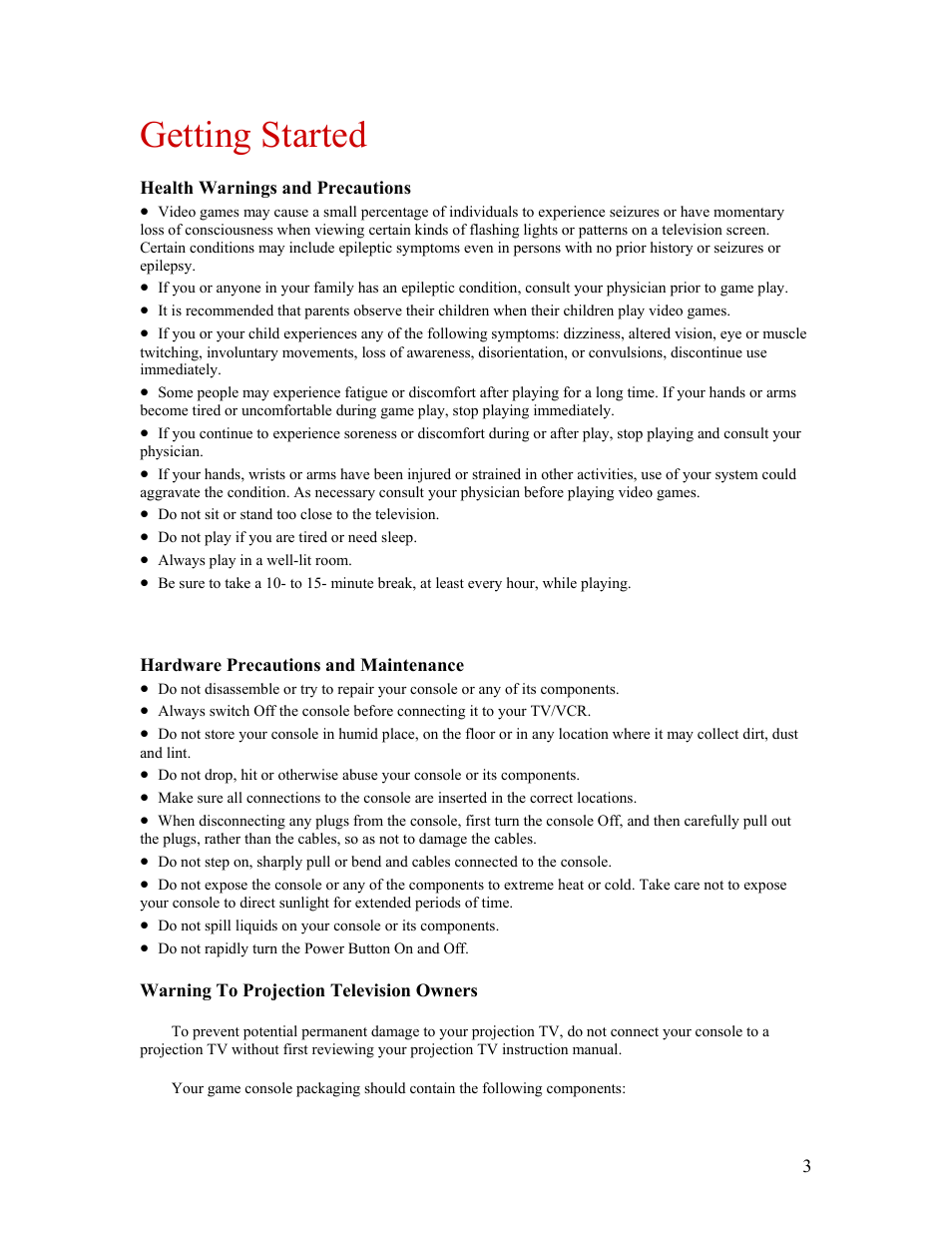 Getting started | Atari FLASHBACK2 CX-2600 User Manual | Page 3 / 110