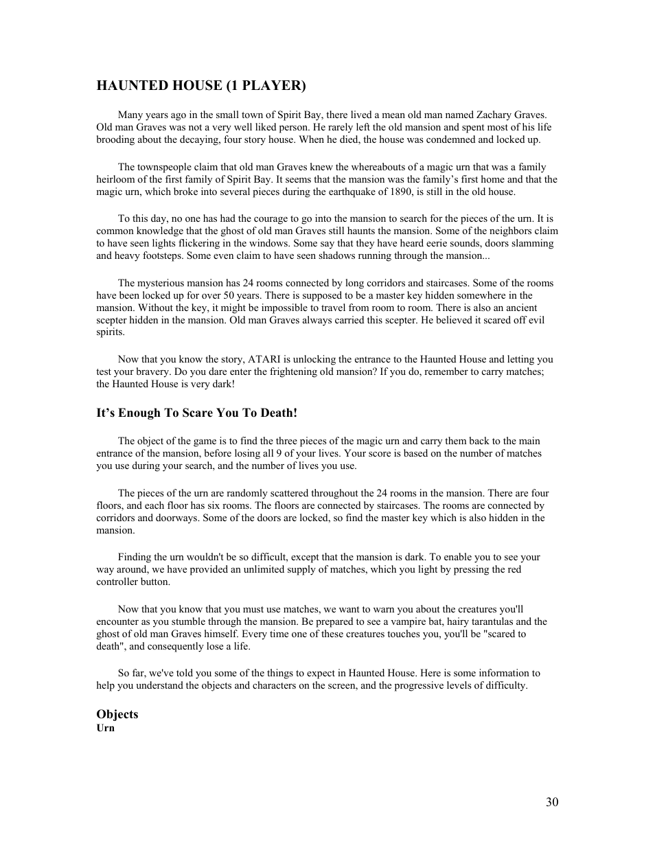 Haunted house (1 player) | Atari FLASHBACK2 CX-2600 User Manual | Page 30 / 110