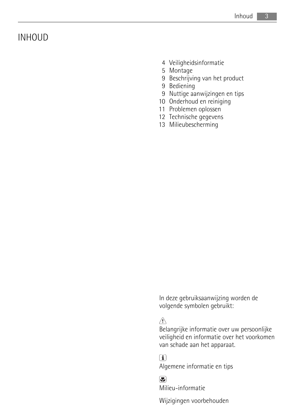 Inhoud | AEG HE604000H User Manual | Page 3 / 52