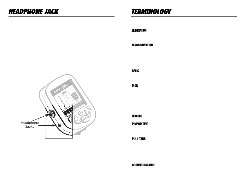 Terminology headphone jack | Tecnetics Alpha 2000 User Manual | Page 18 / 20