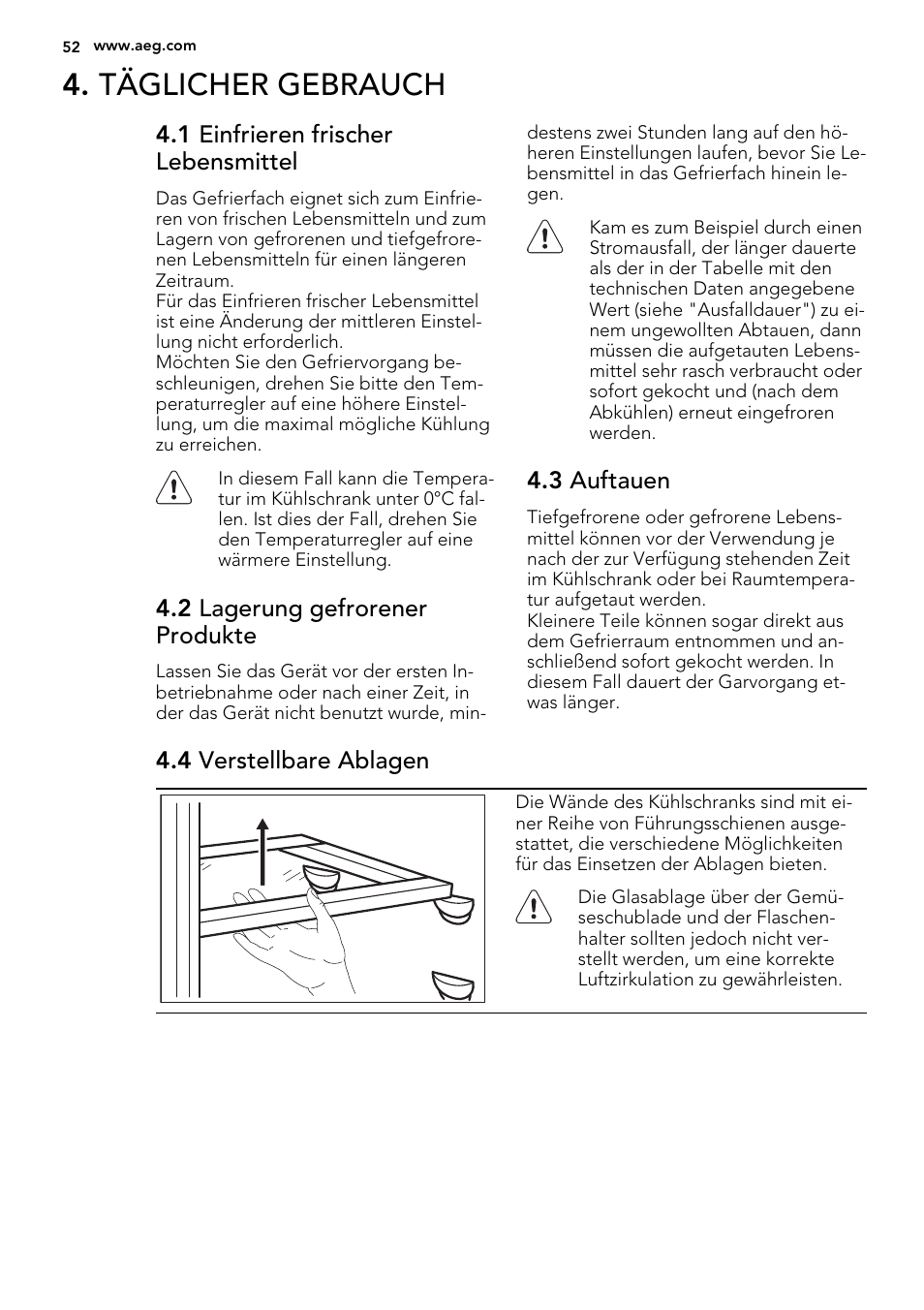 Täglicher gebrauch | AEG SKS68240F0 User Manual | Page 52 / 64