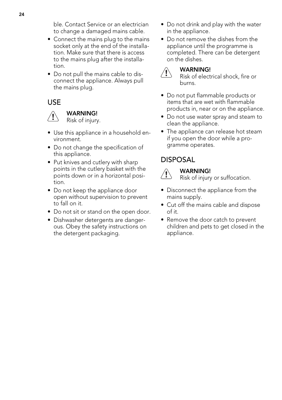 Disposal | AEG F54030VI0 User Manual | Page 24 / 84